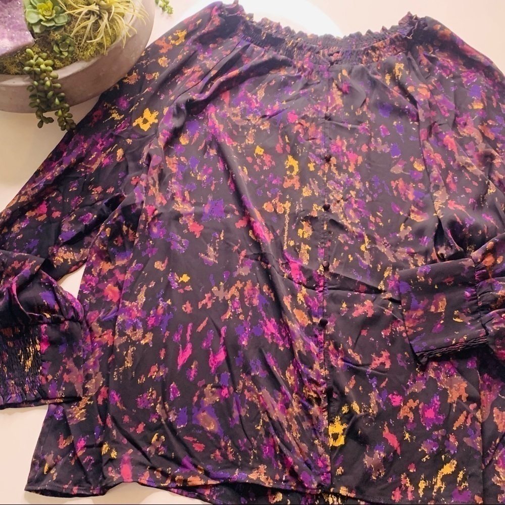 Joan Vass off the shoulder boho long sleeve plus size 3x shirt blouse new